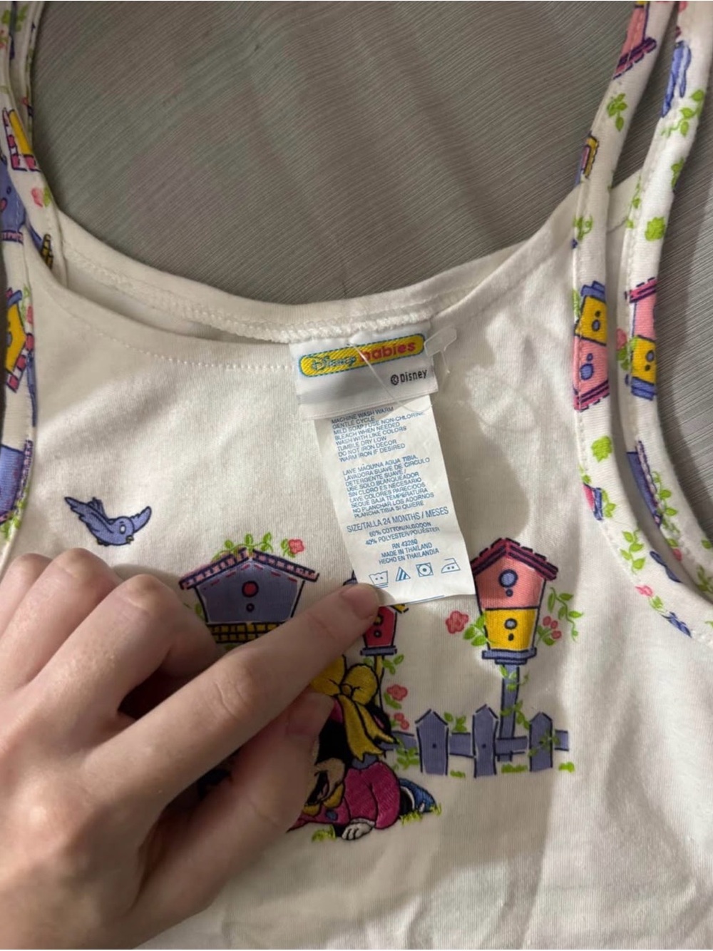 Kids White Graphic Tie-Shoulder Tank Top with Colorful Birdhouse Print - Picture 2 of 2